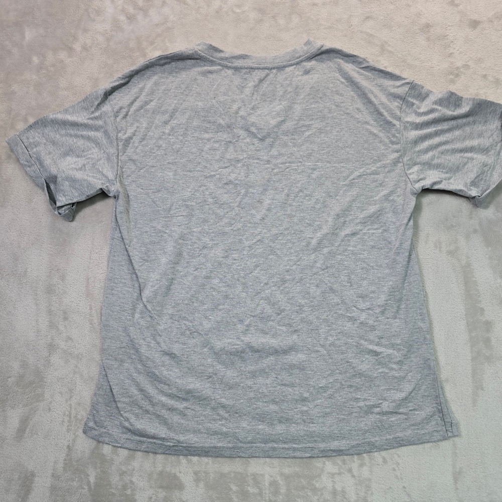 Trendy Queen Gray V-Neck Short Sleeve Side Slit Tee Shirt Medium TRD1051